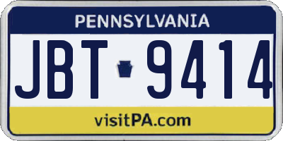 PA license plate JBT9414