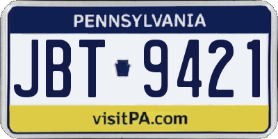 PA license plate JBT9421