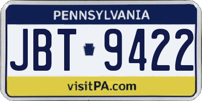 PA license plate JBT9422
