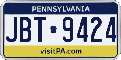 PA license plate JBT9424