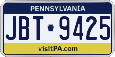 PA license plate JBT9425