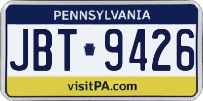PA license plate JBT9426