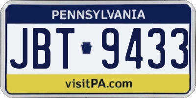 PA license plate JBT9433