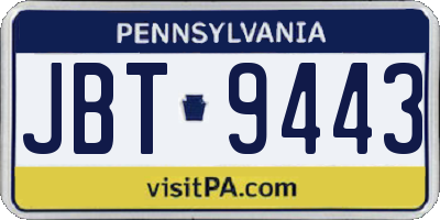 PA license plate JBT9443