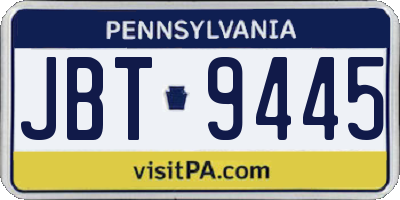 PA license plate JBT9445