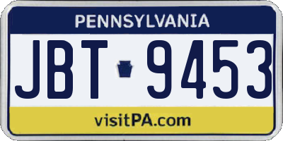 PA license plate JBT9453