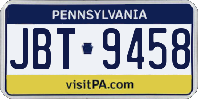 PA license plate JBT9458