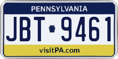 PA license plate JBT9461