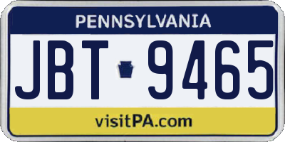PA license plate JBT9465