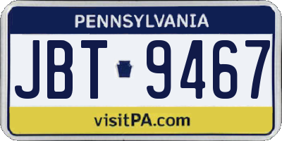 PA license plate JBT9467