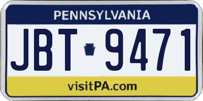 PA license plate JBT9471