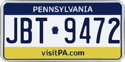 PA license plate JBT9472