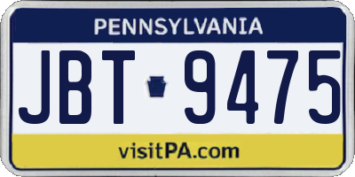 PA license plate JBT9475