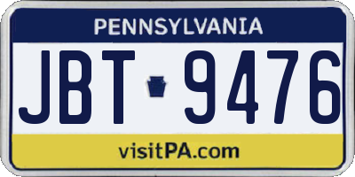 PA license plate JBT9476