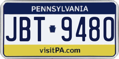 PA license plate JBT9480