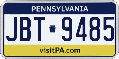 PA license plate JBT9485