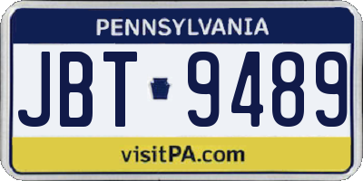 PA license plate JBT9489