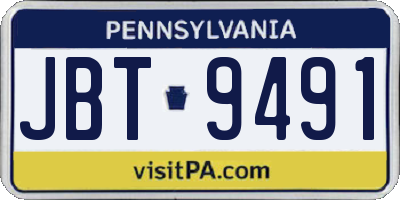 PA license plate JBT9491
