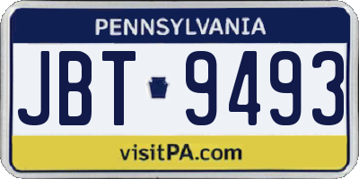 PA license plate JBT9493