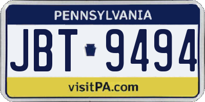 PA license plate JBT9494