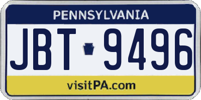 PA license plate JBT9496