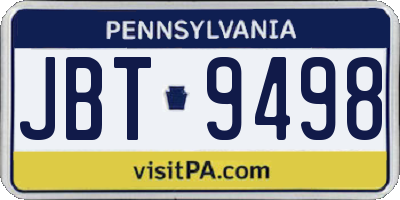 PA license plate JBT9498