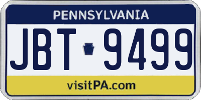 PA license plate JBT9499