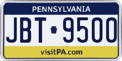 PA license plate JBT9500