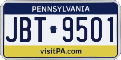PA license plate JBT9501