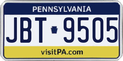 PA license plate JBT9505