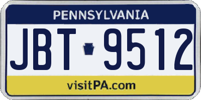 PA license plate JBT9512
