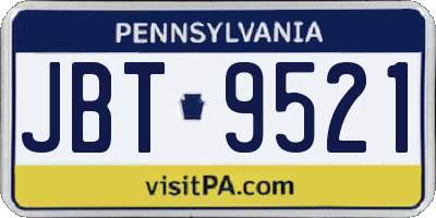 PA license plate JBT9521