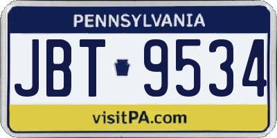 PA license plate JBT9534