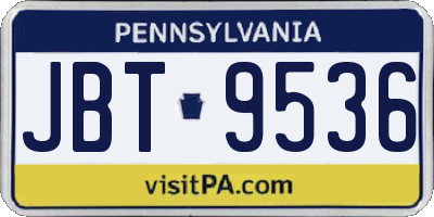 PA license plate JBT9536
