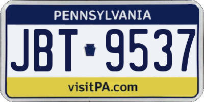 PA license plate JBT9537