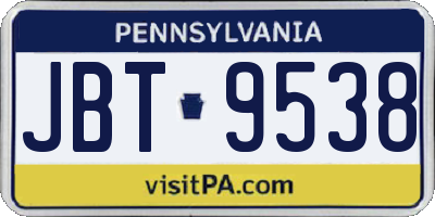 PA license plate JBT9538