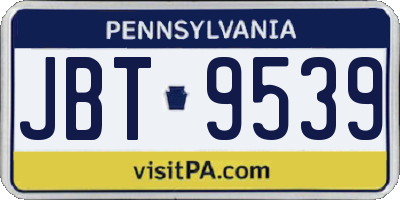 PA license plate JBT9539