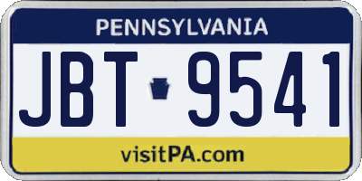 PA license plate JBT9541