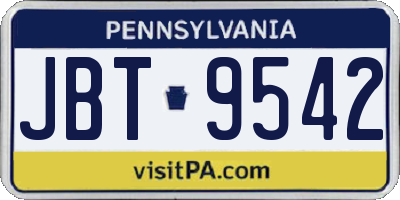 PA license plate JBT9542