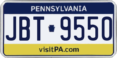 PA license plate JBT9550