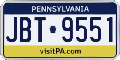 PA license plate JBT9551