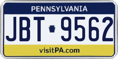 PA license plate JBT9562