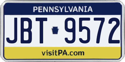 PA license plate JBT9572