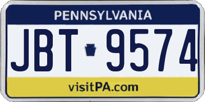 PA license plate JBT9574