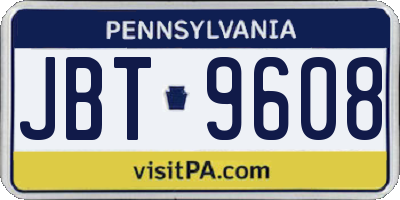 PA license plate JBT9608