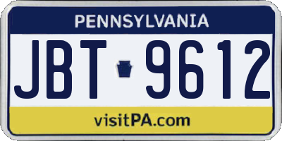 PA license plate JBT9612