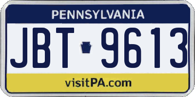 PA license plate JBT9613