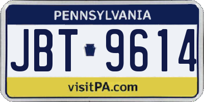 PA license plate JBT9614