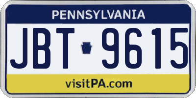 PA license plate JBT9615