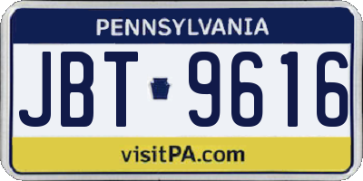 PA license plate JBT9616